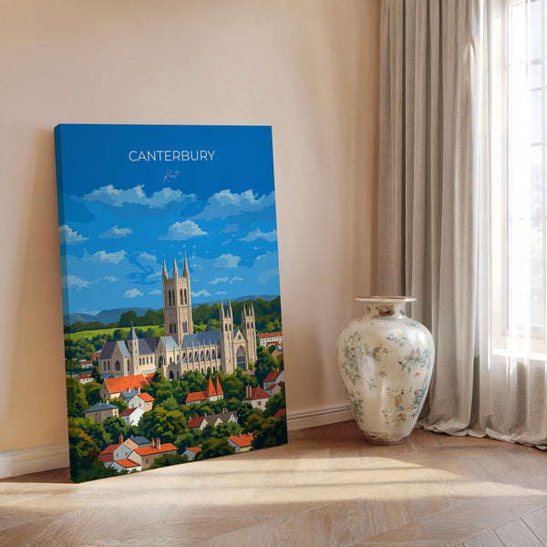 Canterbury Travel Poster, Travel Print of Canterbury, England, Canterbury Cathedral, Kent Art Lovers Gift, Wall Art Print