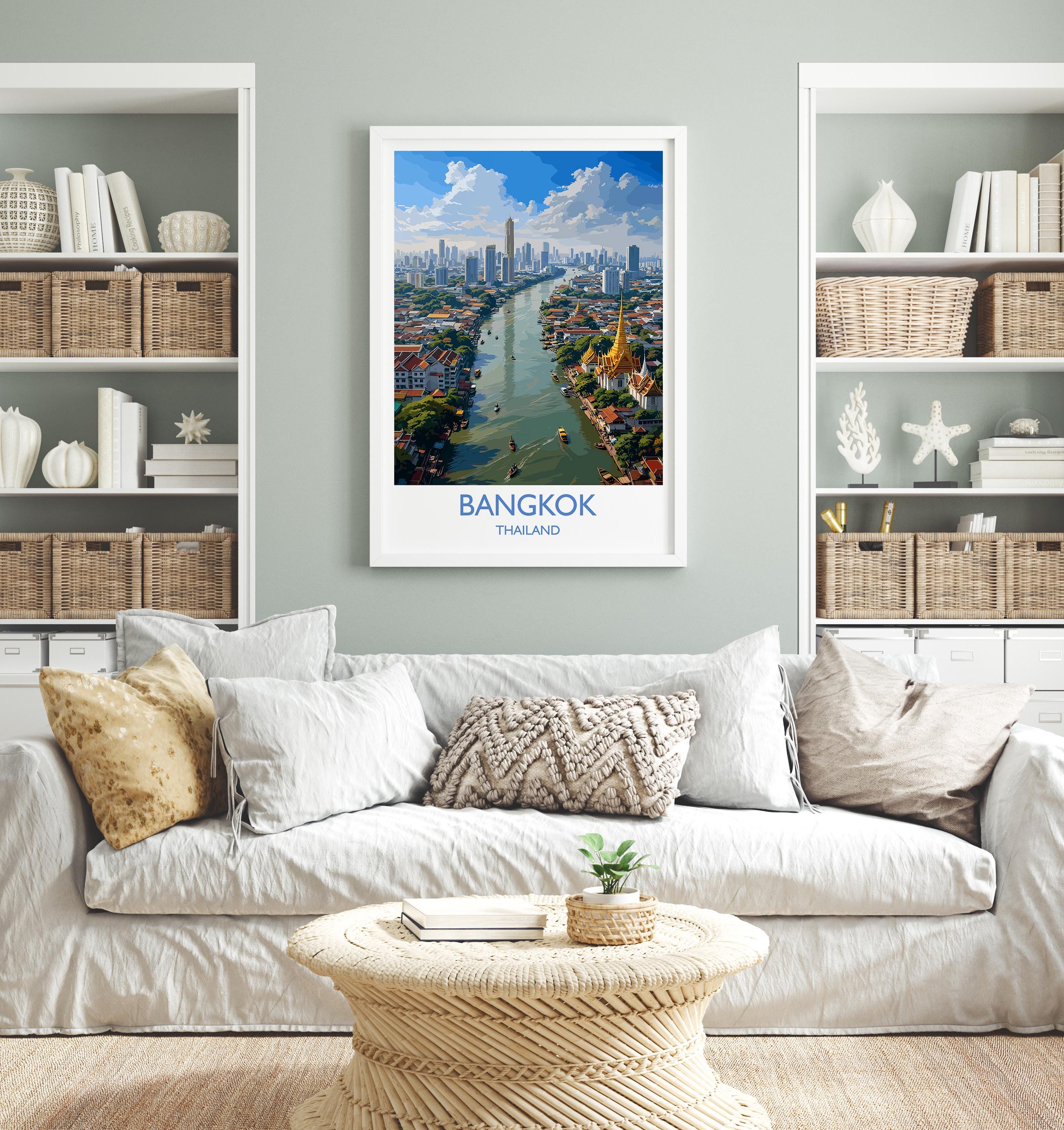 Bangkok Poster Wall Art, Bangkok Travel Print, Thailand Wall Art, Bangkok Art Lovers Gift, Thailand Gift