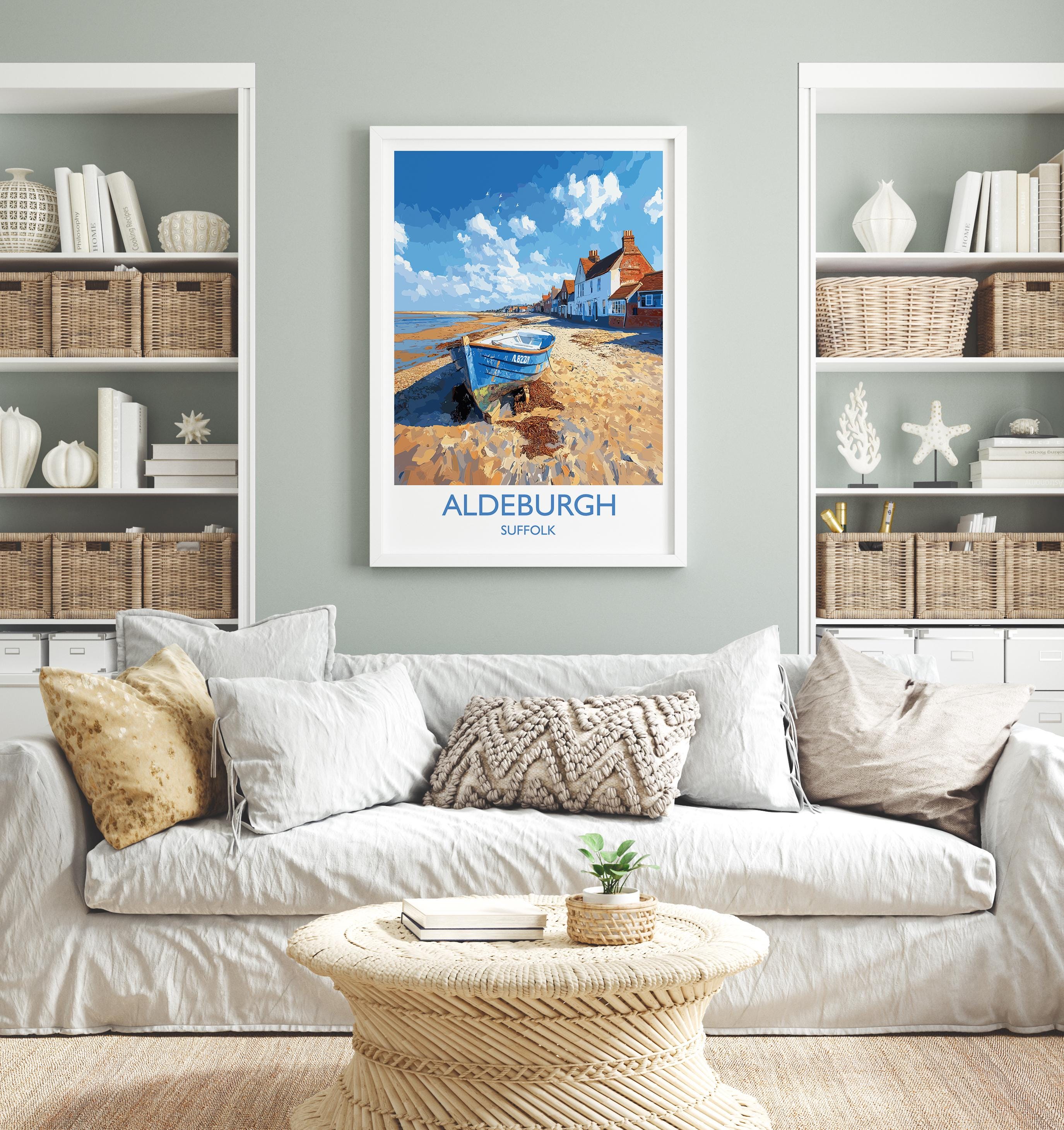 Aldeburgh Travel Print, Travel Poster of Aldeburgh, Aldeburgh Art Lovers Gift, Suffolk Coast Wall Art NQ Media Designs