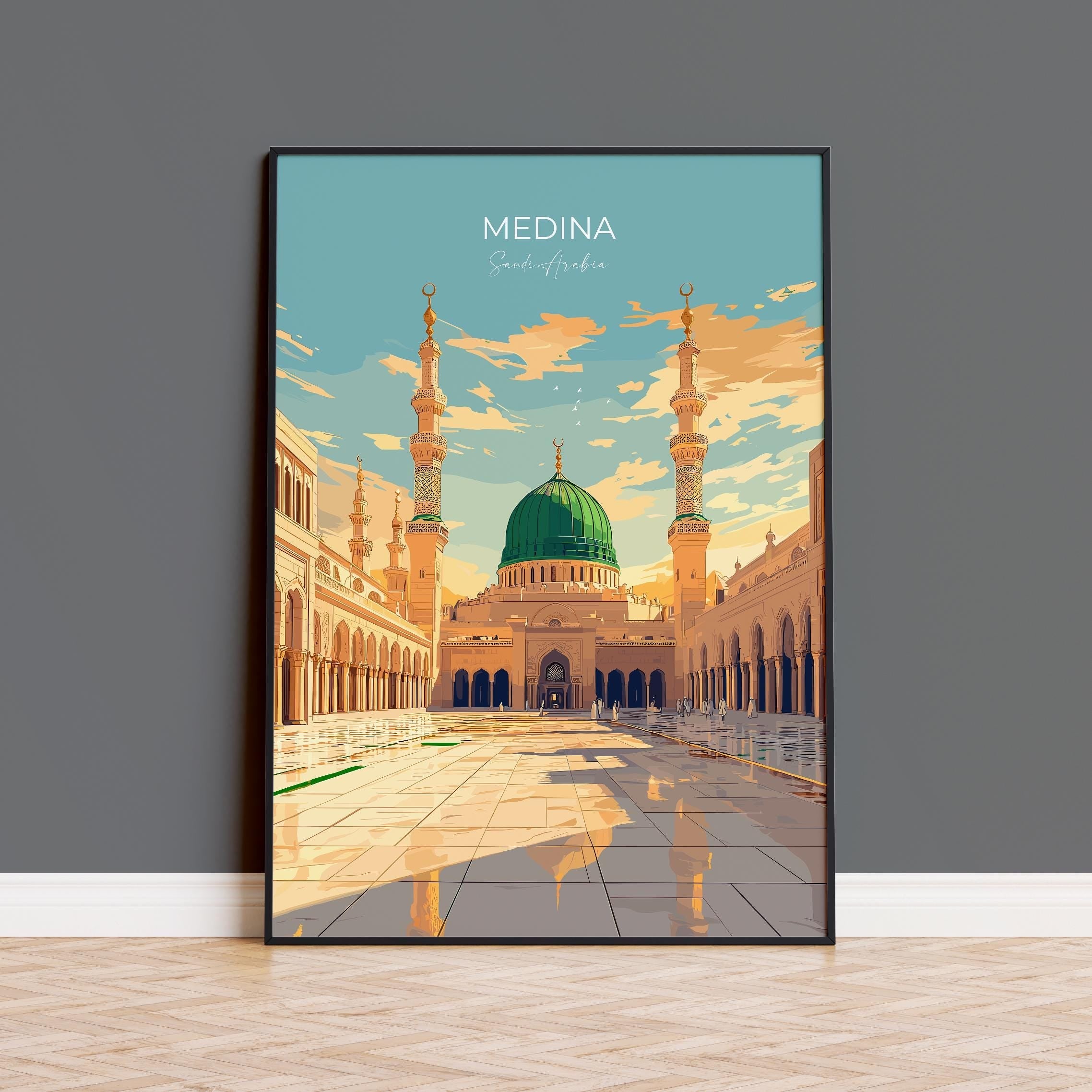 Medina Print Wall Art, Medina Travel Poster, Saudi Arabia Wall Art Gift, Medina Art Lovers Gift, Travel Wall Decor NQ Media Designs