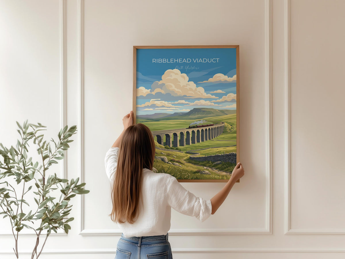 Ribblehead Viaduct Poster, Yorkshire Dales Wall Art, Settle Carlisle Railway Print, England Travel Poster, Ribblehead Gift