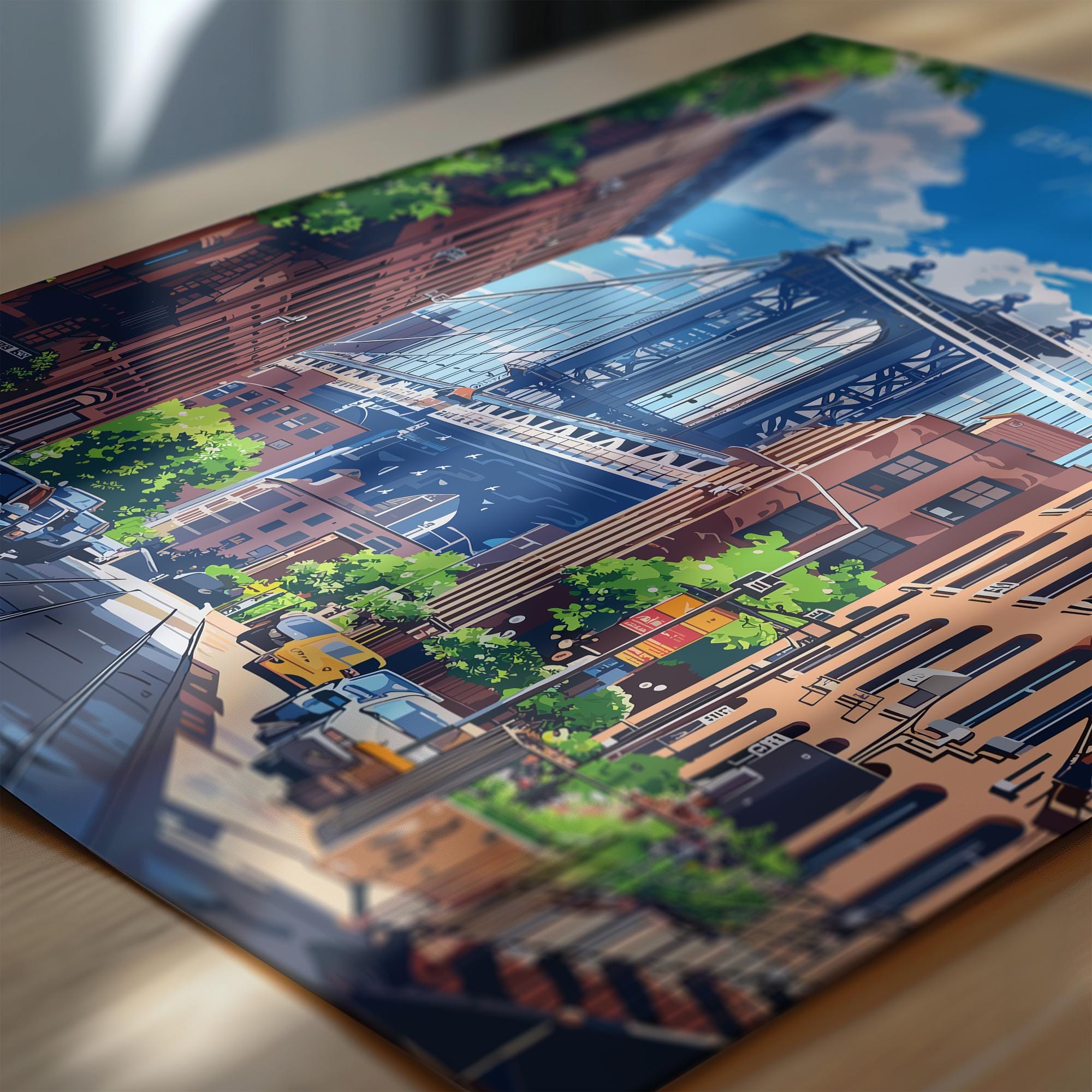 Brooklyn New York Travel Poster Wall Art, Travel Print of Brooklyn Bridge, New York , New York Art Lovers Gift, USA Art Gift NQ Media Designs