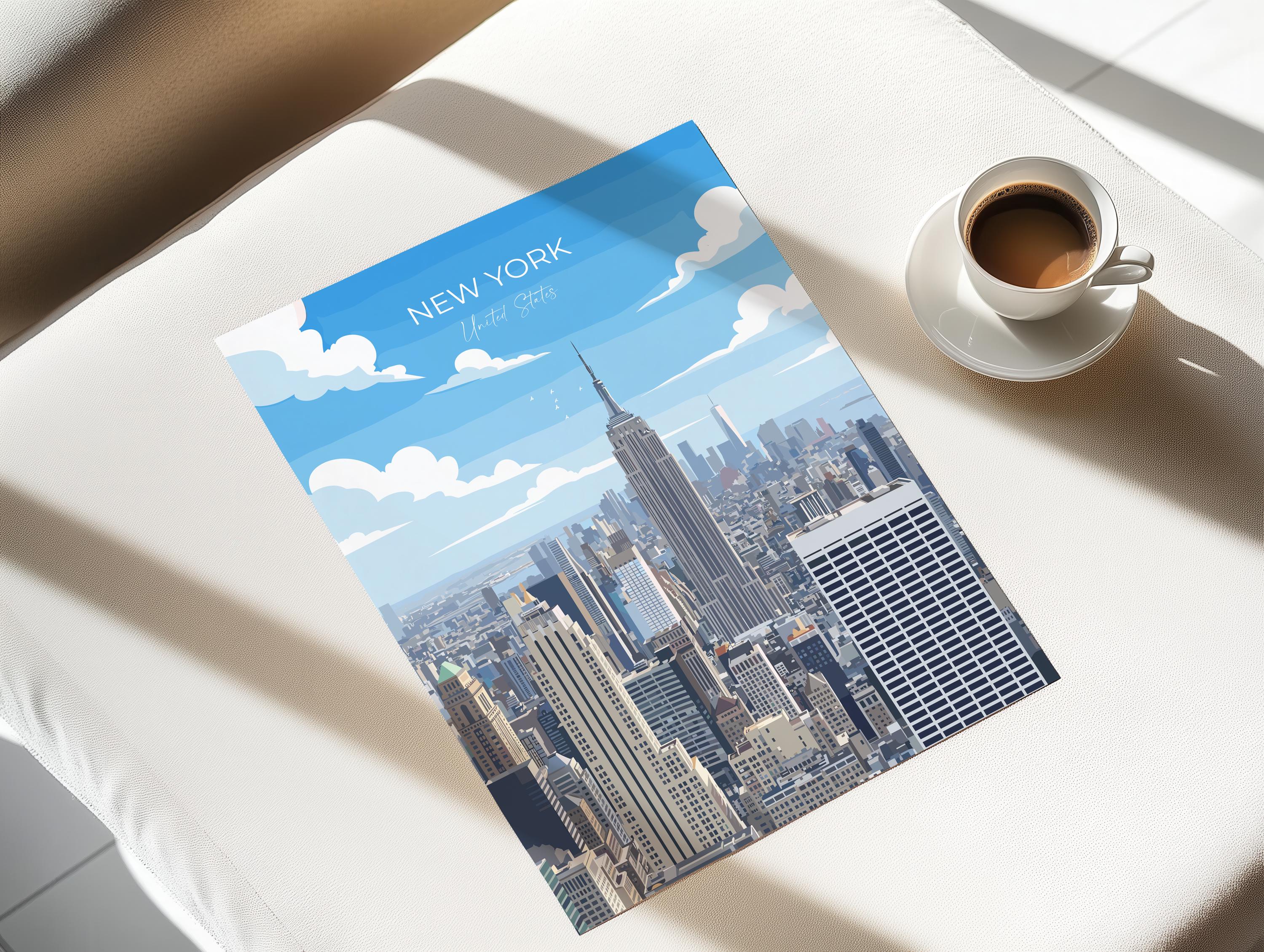 New York City Art Print, Manhattan Skyline Art Gift, Empire State Building Poster NQ Media Designs