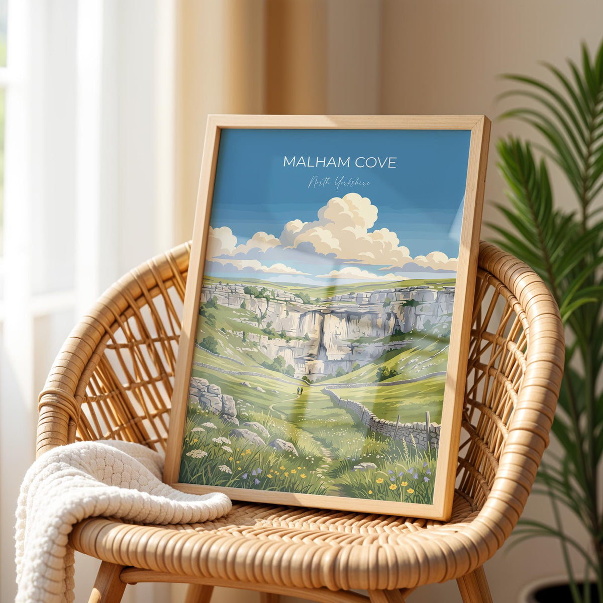 Malham Cove Poster, Yorkshire Dales Wall Art, North Yorkshire Print, England Travel Poster, Malham Gift