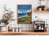Trebarwith Travel Poster, Travel Print of Trebarwith, England, Cornwall Art, Trebarwith Art Lovers Gift, Wall Art Print NQ Media Designs