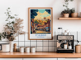 St Albans Travel Poster Wall Art, Travel Print of St Albans, Hertfordshire, England, English Cathedral City Gift NQ Media Designs
