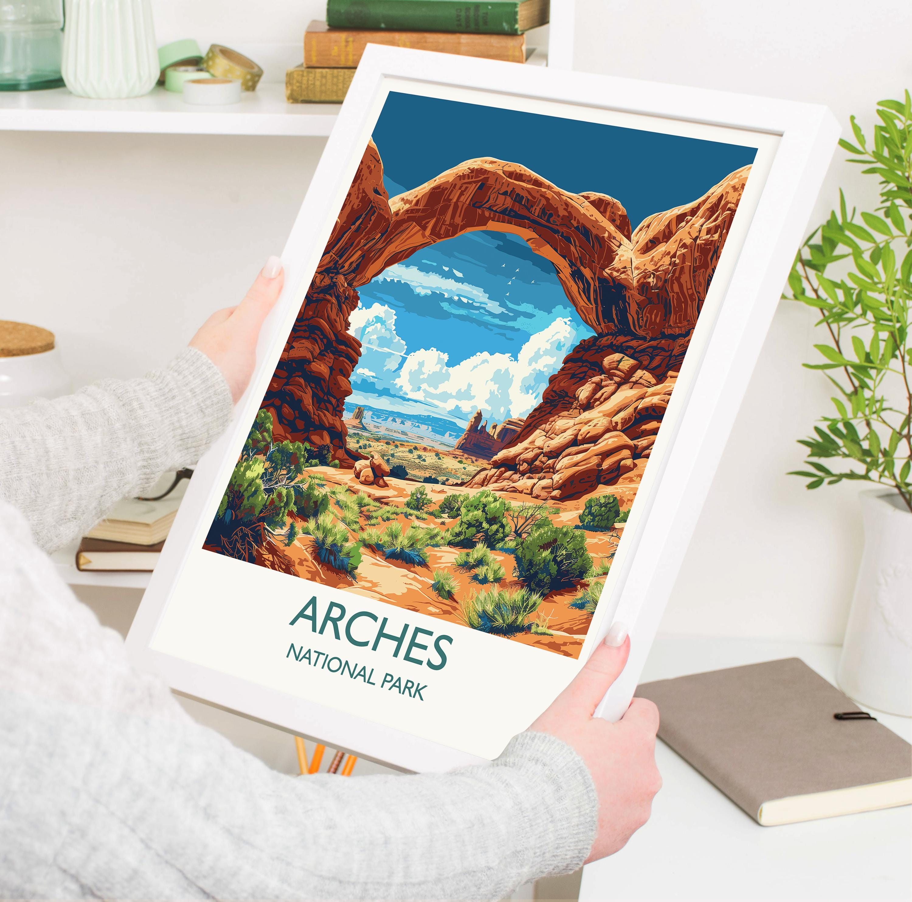 Arches National Park Travel Poster Wall Art, Travel Print of Arches, National Park Art Lovers Gift, Utah, USA, Travel Wall Art Gift NQ Media Designs