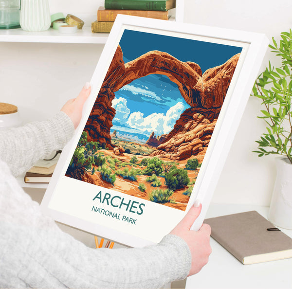 Arches National Park Travel Poster Wall Art, Travel Print of Arches, National Park Art Lovers Gift, Utah, USA, Travel Wall Art Gift