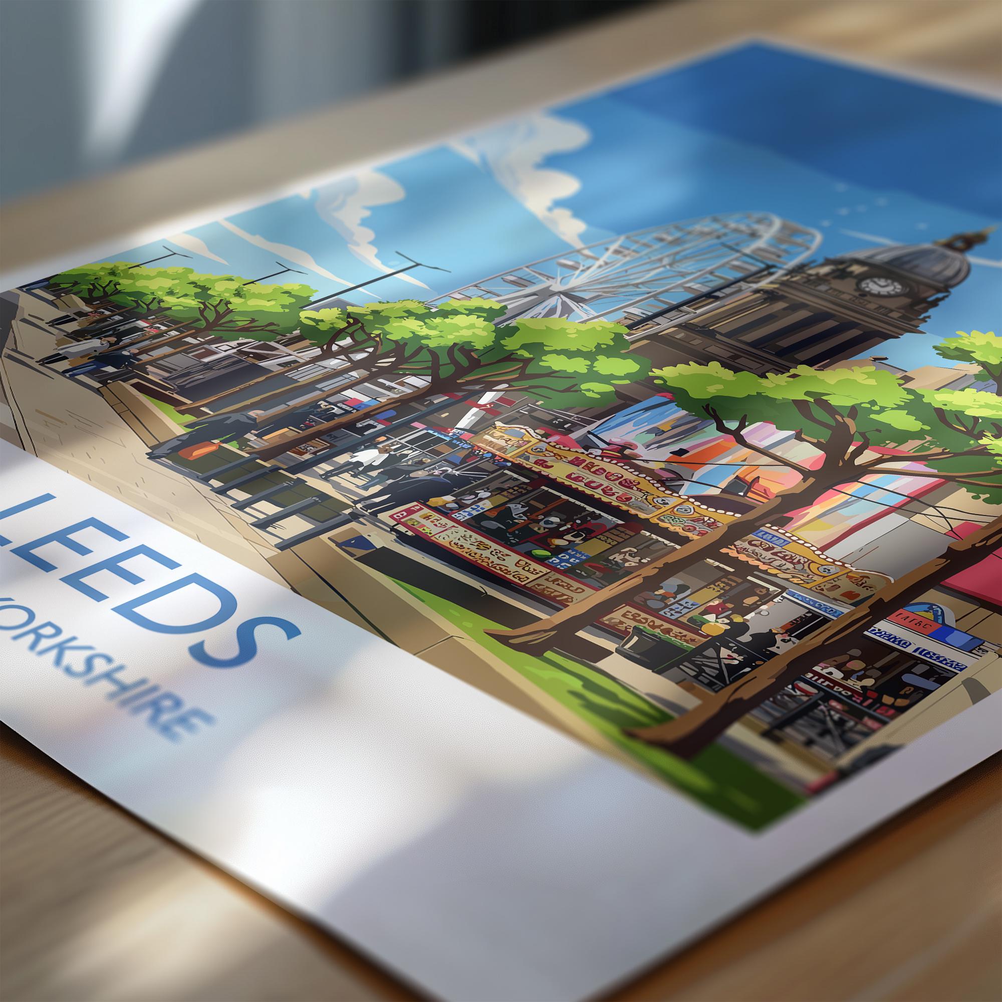 Leeds Travel Wall Art Print, Travel Poster of Leeds,West Yorkshire Wall Print, English City Art Gift NQ Media Designs
