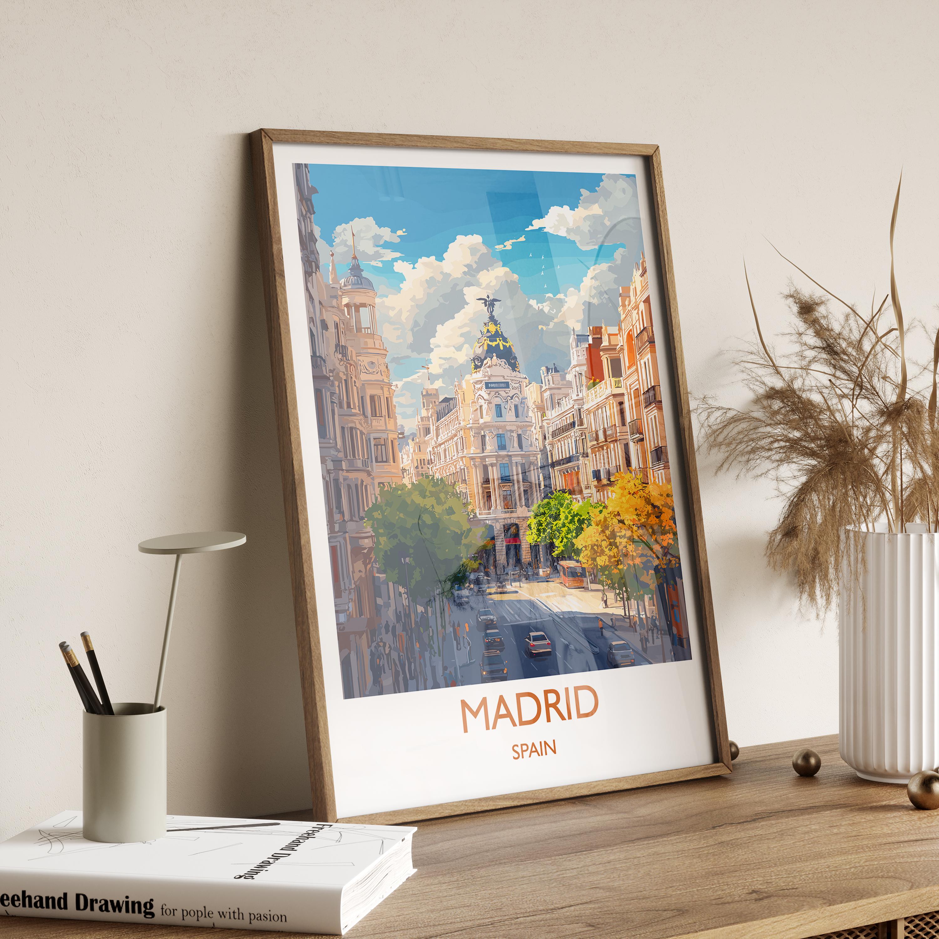 Madrid Travel Wall Art, Spain Print, Madrid Art Gift, Traveller Gift Art Poster, Holiday Gift NQ Media Designs