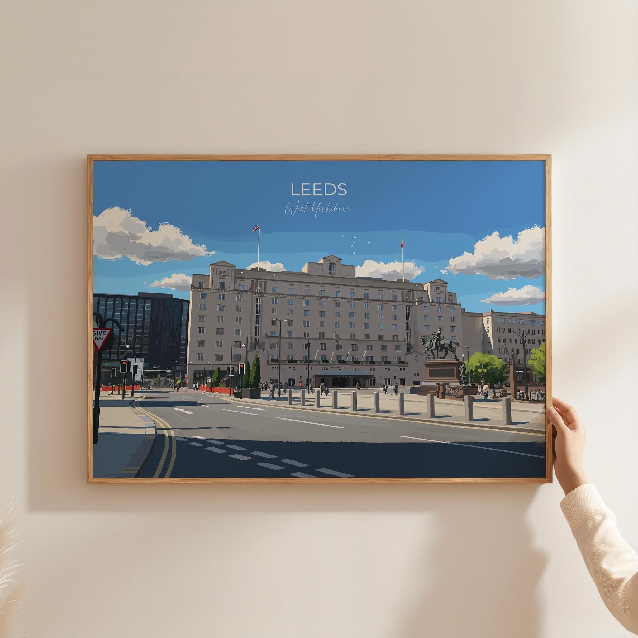 Leeds City Art Print, Leeds City Square, West Yorkshire Landscape Poster, England UK City Travel Decor NQ Media Designs