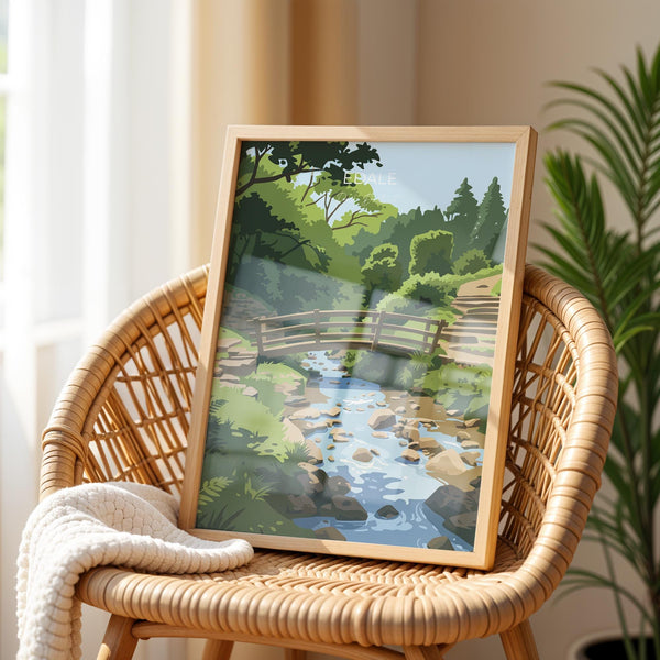 Edale Village, Peak District Travel Poster Wall Art, Travel Print of Peak District, Derbyshire, English Countryside