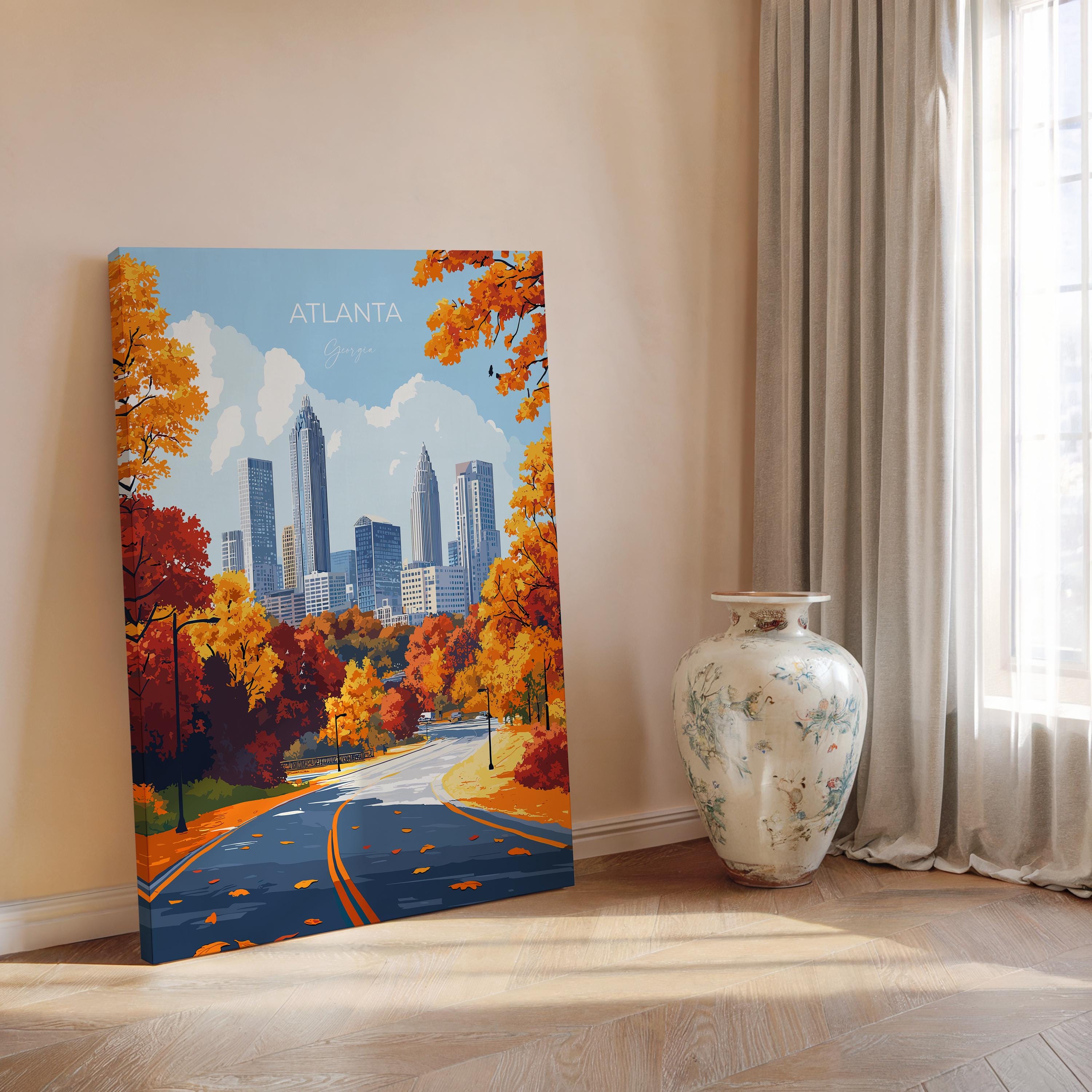 Atlanta Travel Poster, Travel Print of Atlanta, Georgia, Atlanta Art Lovers Gift, USA Gift, Wall Art Print NQ Media Designs
