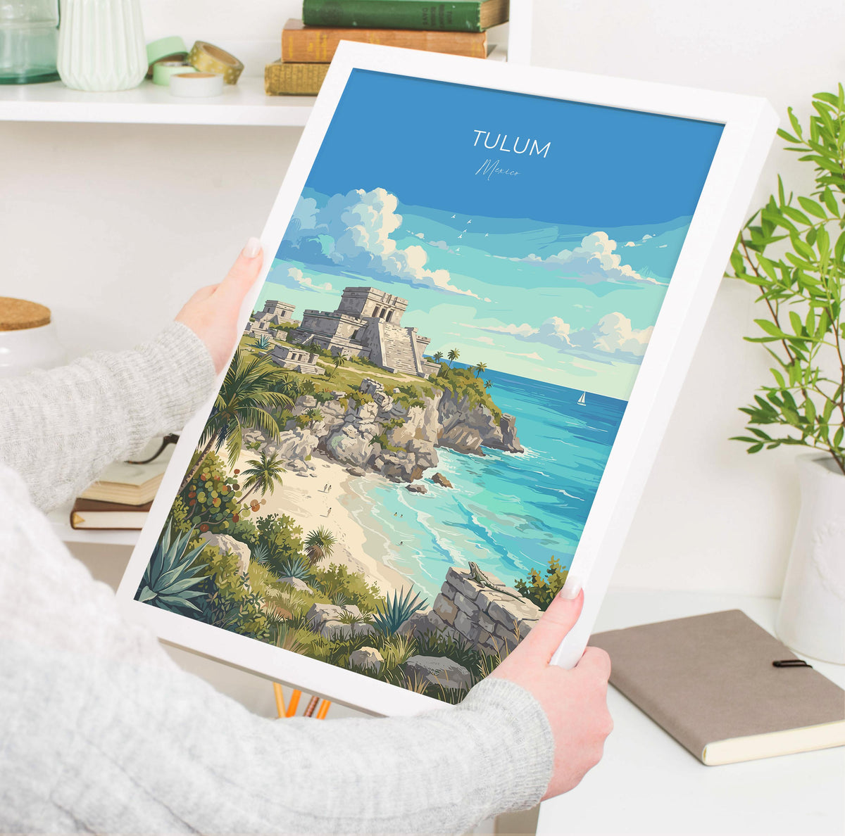 Tulum Mexico Poster, Mayan Ruins Wall Art, Caribbean Print, Mexico Travel Poster, Tulum Gift