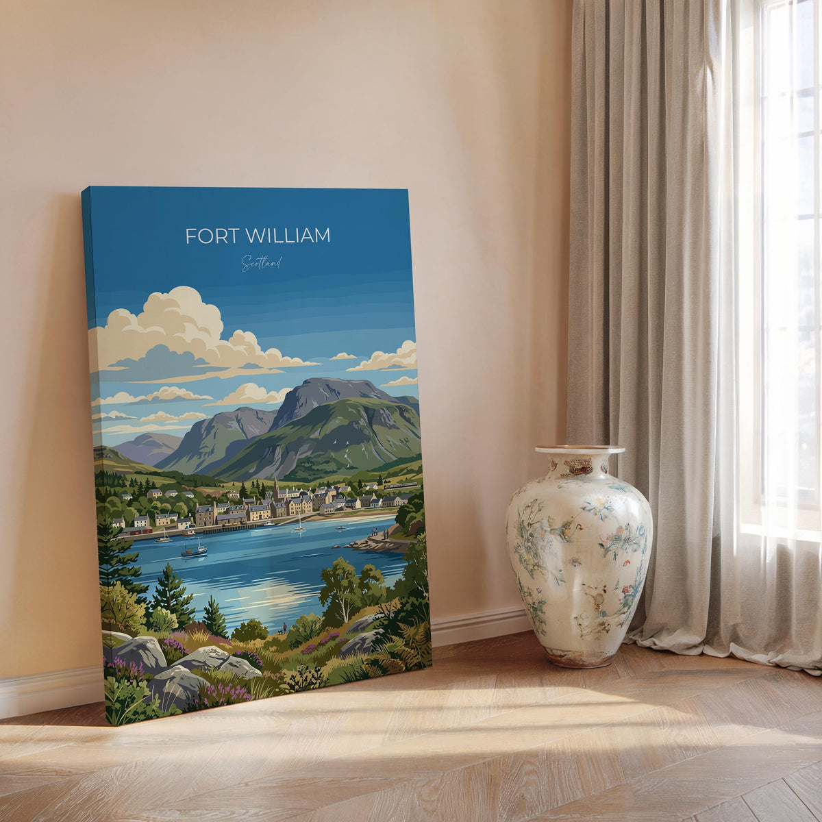 Fort William Scotland Poster, Ben Nevis Wall Art, Scottish Highlands Print, Loch Linnhe Poster, Fort William Gift