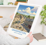 Grassington Print, Yorkshire Dales Wall Art with Border, North Yorkshire Poster, England Travel Print, Grassington Gift