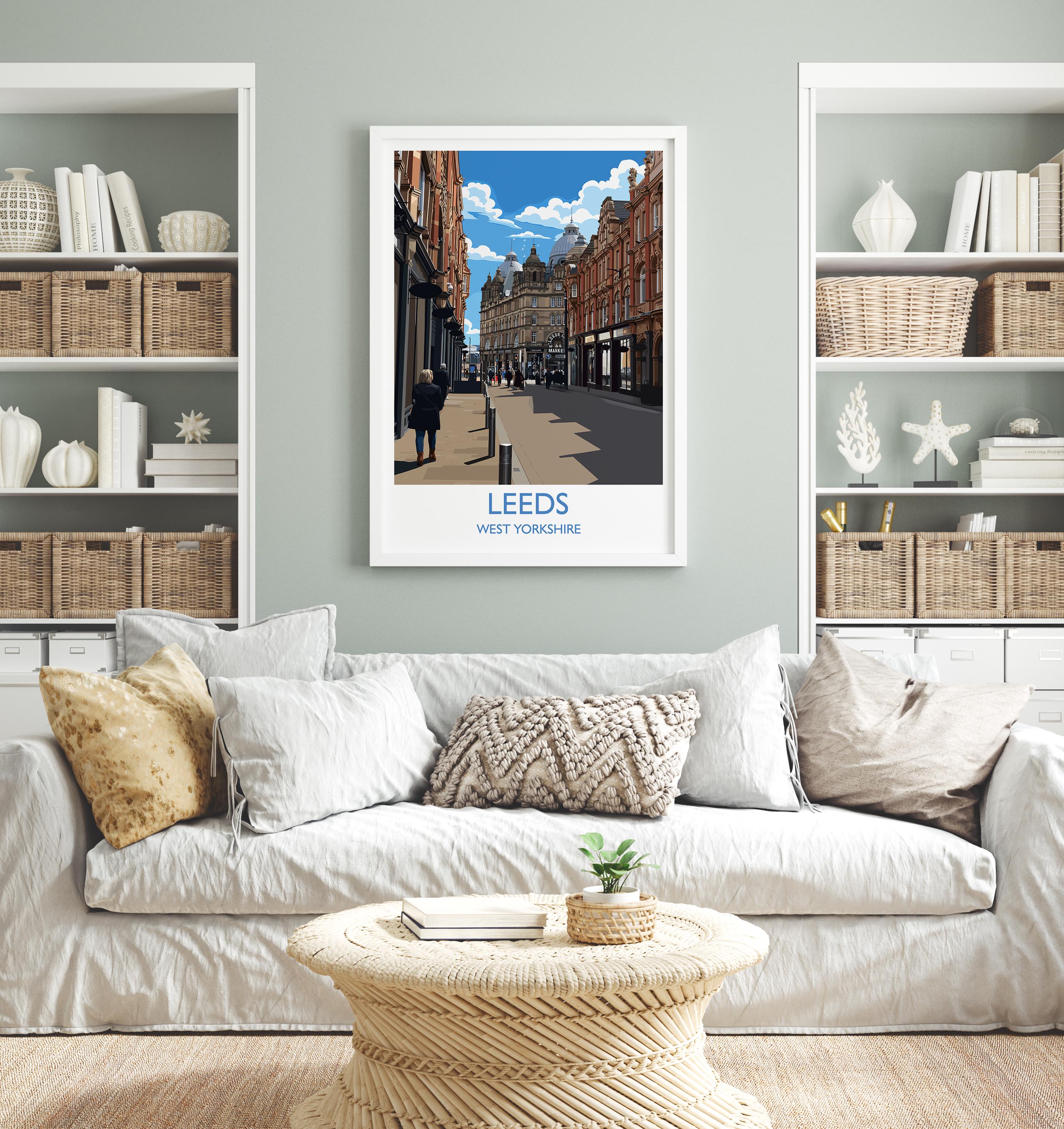 Leeds Travel Wall Art Print, Travel Poster of Leeds,West Yorkshire Wall Print, English City Art Gift NQ Media Designs