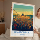Glastonbury Travel Print, Travel Poster of Glastonbury, Somerset, England, Glastonbury Art, Festival Art Gift, Somerset Wall Art Print NQ Media Designs