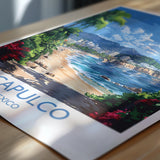 Acapulco Travel Print Wall Art, Poster of Acapulco, Mexico Coast Art Gift, Mexico Cities Art, NQ Media Designs