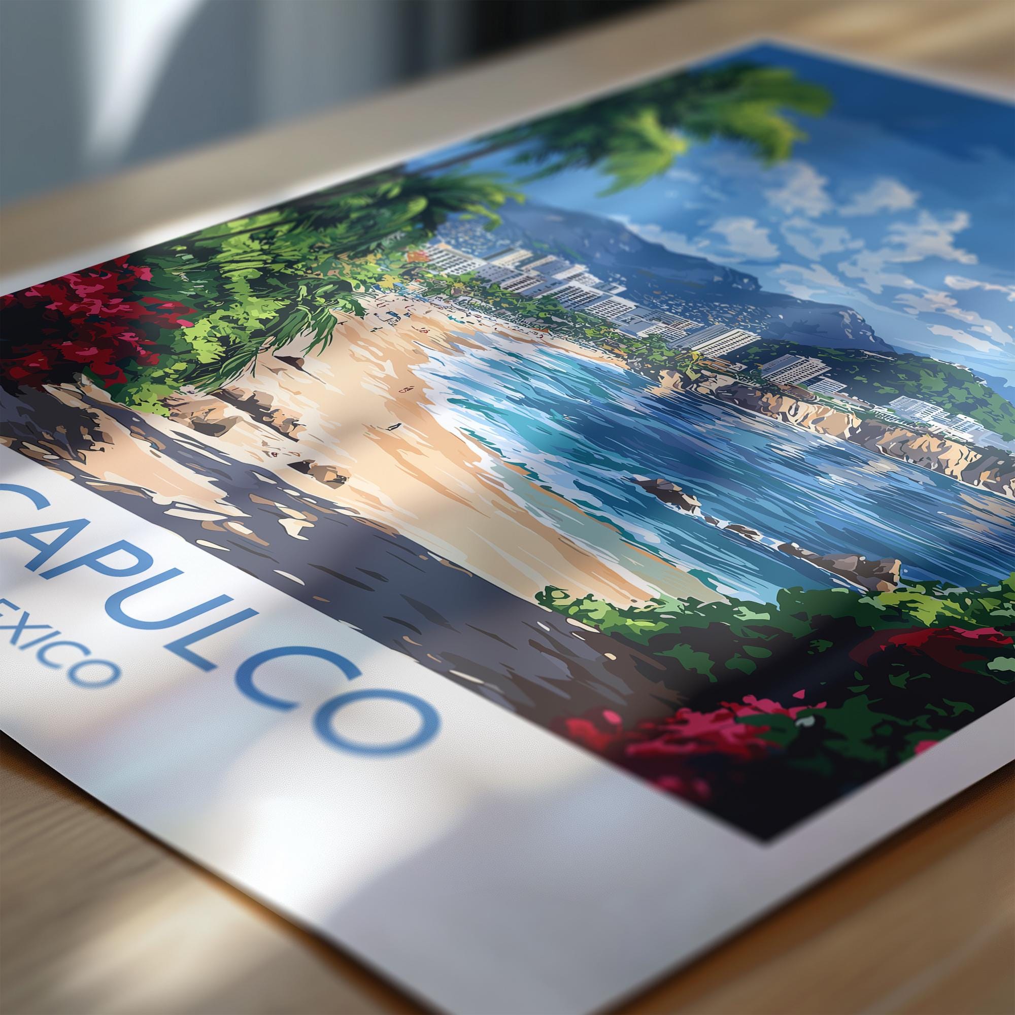 Acapulco Travel Print Wall Art, Poster of Acapulco, Mexico Coast Art Gift, Mexico Cities Art, NQ Media Designs