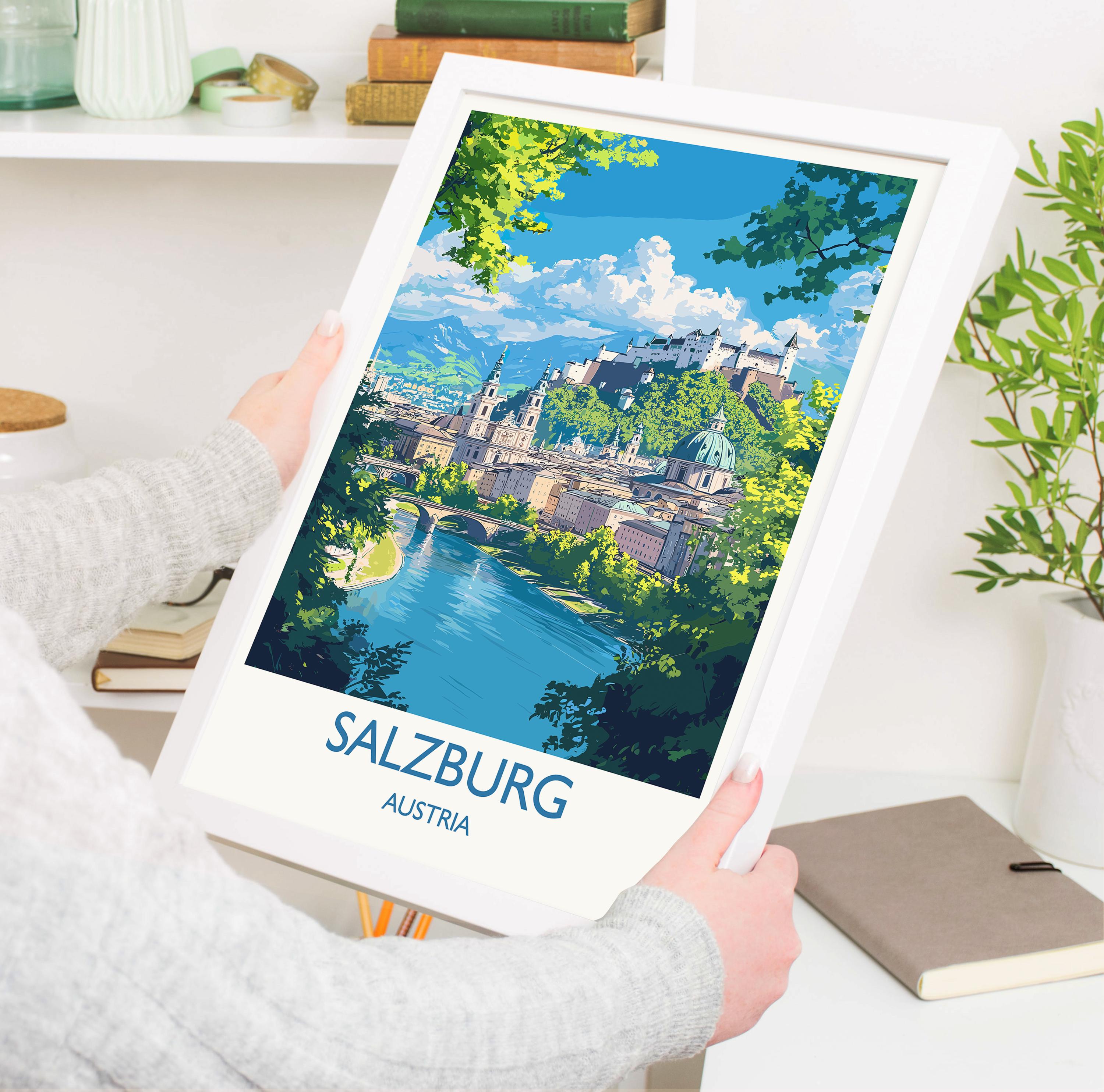 Salzburg Poster, Travel Print of Salzburg, Austria, Salzburg Art Gift, Travel Europe Gift NQ Media Designs