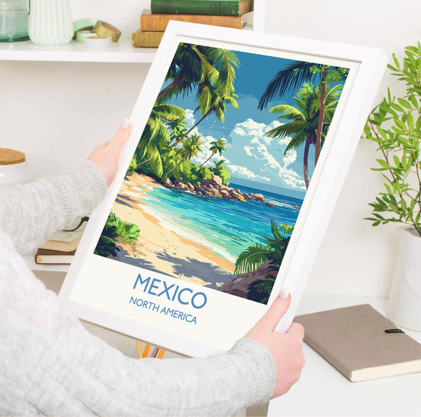 Mexico Travel Print Wall Art, Travel Poster of Mexico, Mexico Coast Art Gift, Mexico Art Lovers Gift,