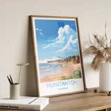 Hunstanton Beach Travel Print, Travel Poster of Hunstanton Beach, Norfolk, England, Norfolk Art, Norfolk Gift, Wall Art Print NQ Media Designs