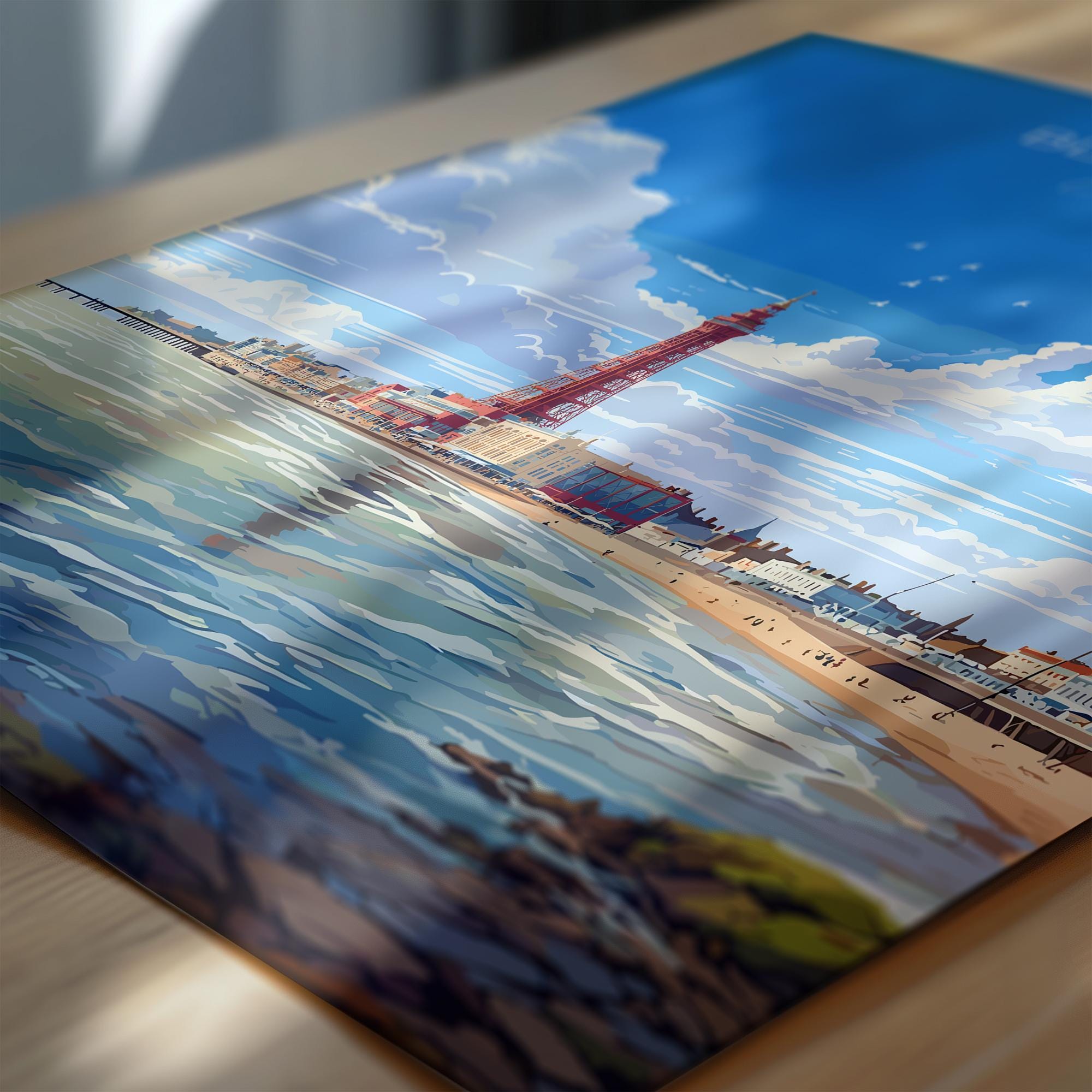 Blackpool Travel Print Wall Art, Travel Poster of Blackpool, England, Lancashire Seaside Art Lovers Gift, Travel Art Gift NQ Media Designs