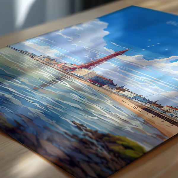 Blackpool Travel Print Wall Art, Travel Poster of Blackpool, England, Lancashire Seaside Art Lovers Gift, Travel Art Gift