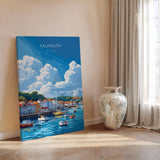Falmouth Travel Poster, Travel Print of Falmouth, England, Cornwall Art, Falmouth Art Lovers Gift, Wall Art Print NQ Media Designs
