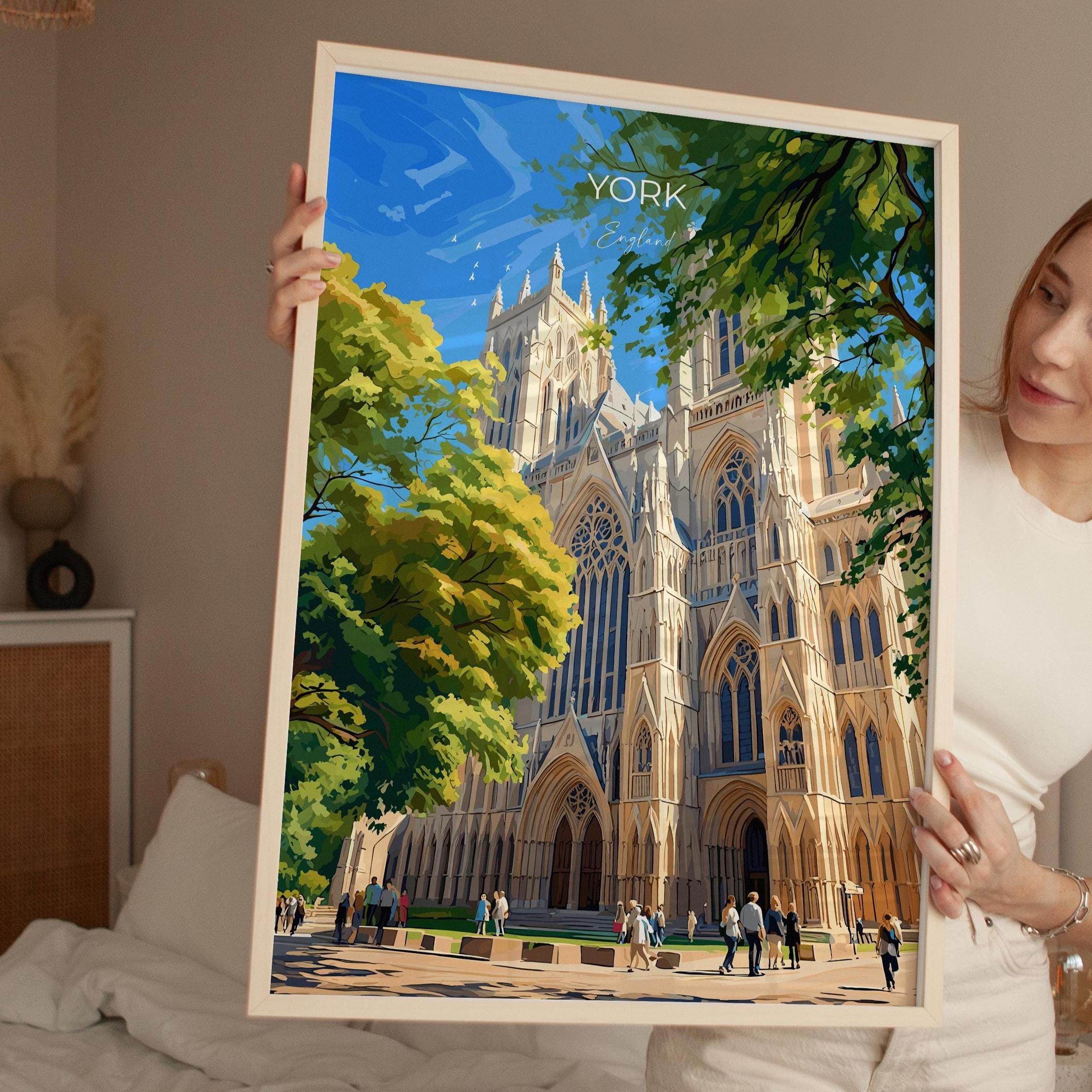 York Travel Print Wall Art, City of York Travel Poster, English Cities Art Gift, Wall Art Print NQ Media Designs
