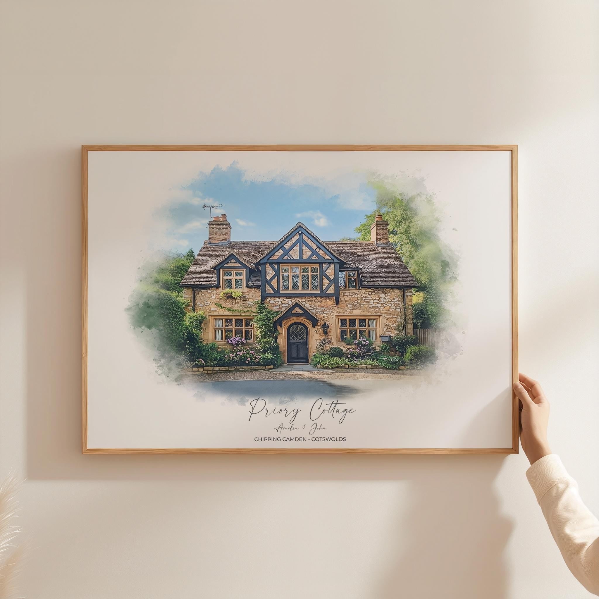 Personalised Watercolour Home Portrait, House Portrait, House Warming Gift, New Home Gift, First Home, Digital Watercolour Wall Art NQ Media Designs