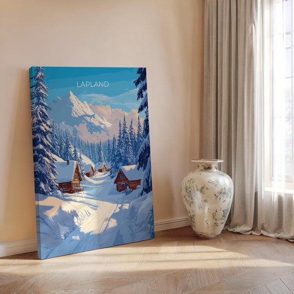 Lapland Travel Poster, Travel Print of Lapland, Scandinavia Poster, Lapland Art Gift, Finland Art Lovers Travel Gift
