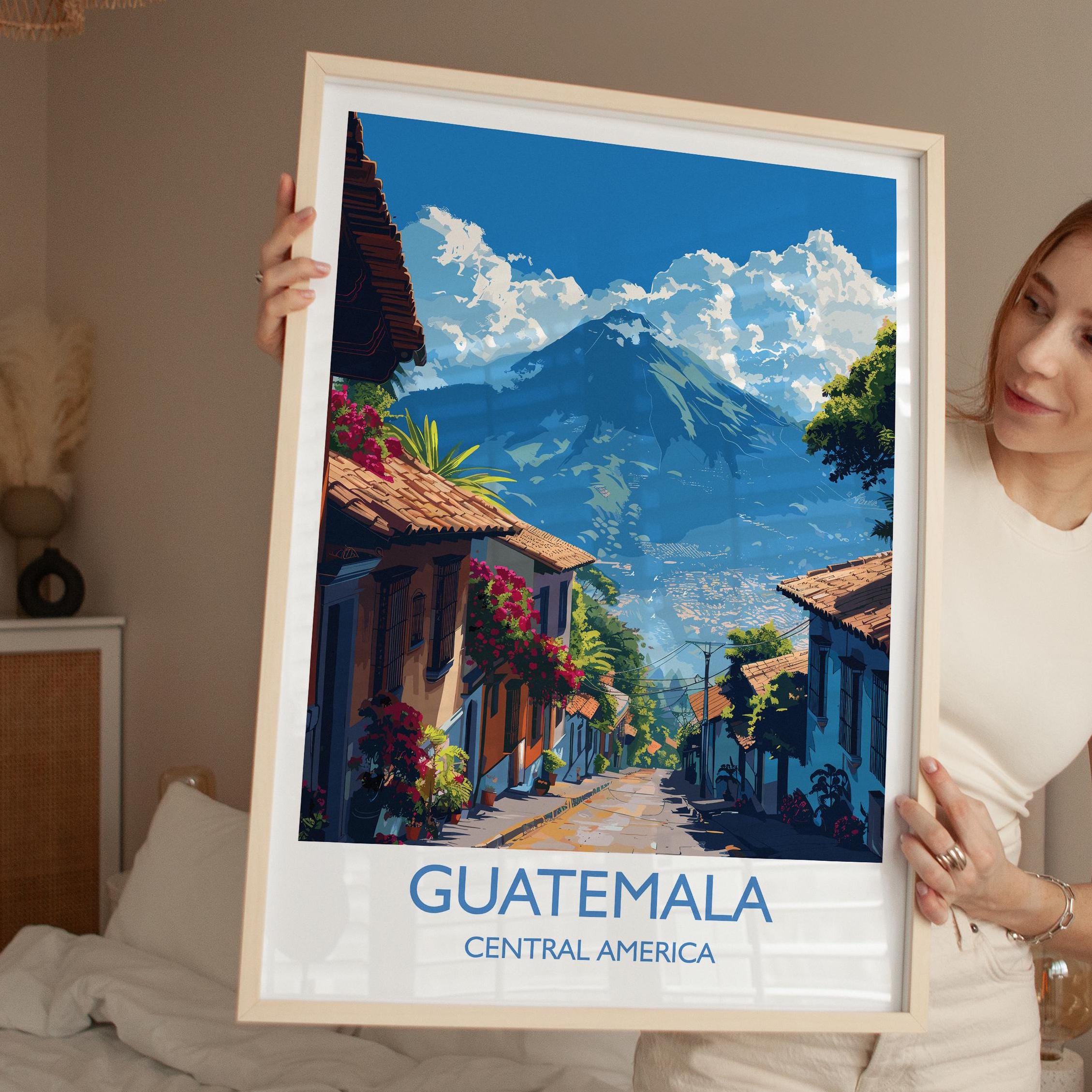 Guatemala Travel Print, Travel Poster of Guatemala, Central America Poster, Guatemala Wall Art Lovers Gift NQ Media Designs