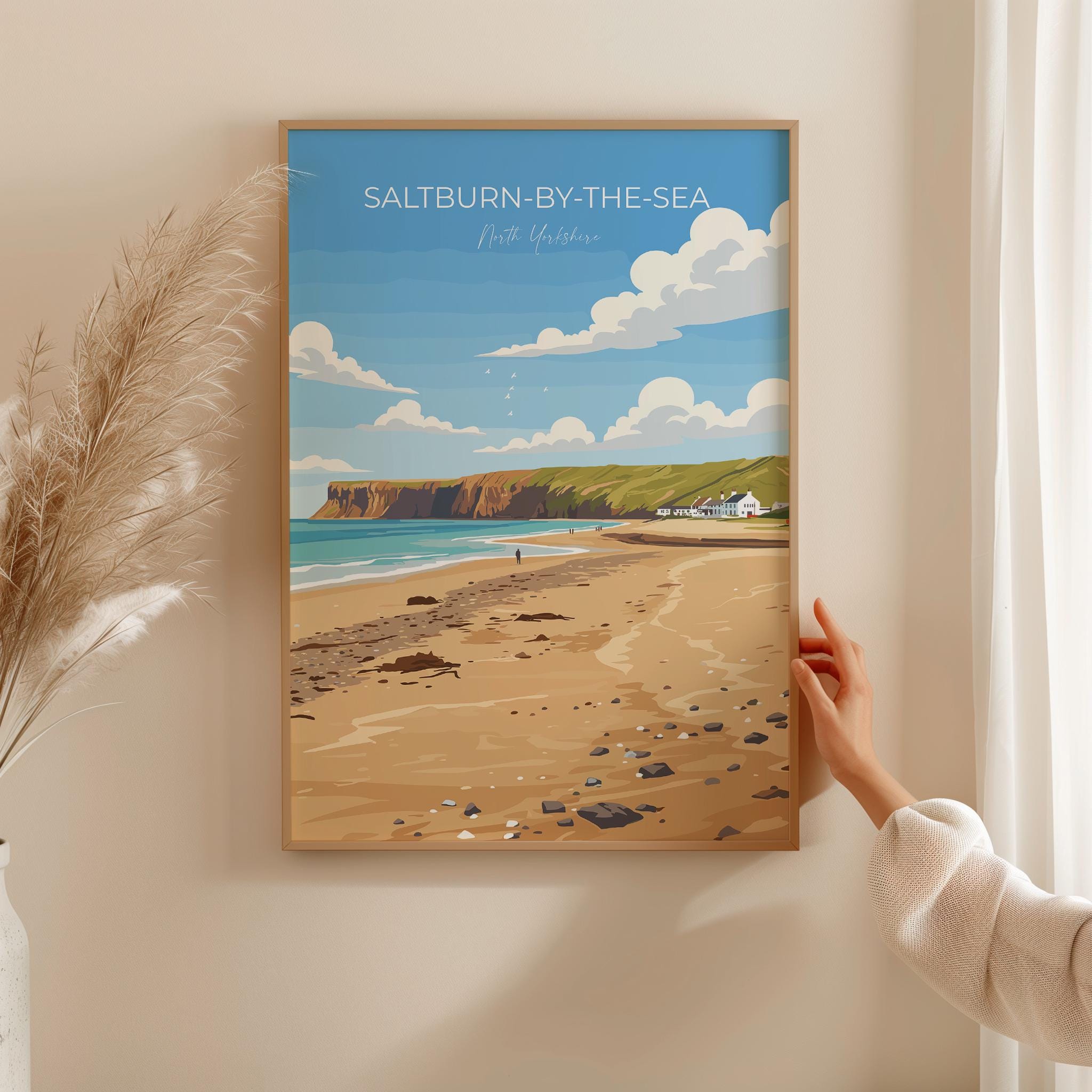 Saltburn by the Sea Travel Poster, Travel Print of Saltburn by the Sea, Yorkshire Gift, England, North Yorkshire Art, Saltburn Wall Art Gift NQ Media Designs