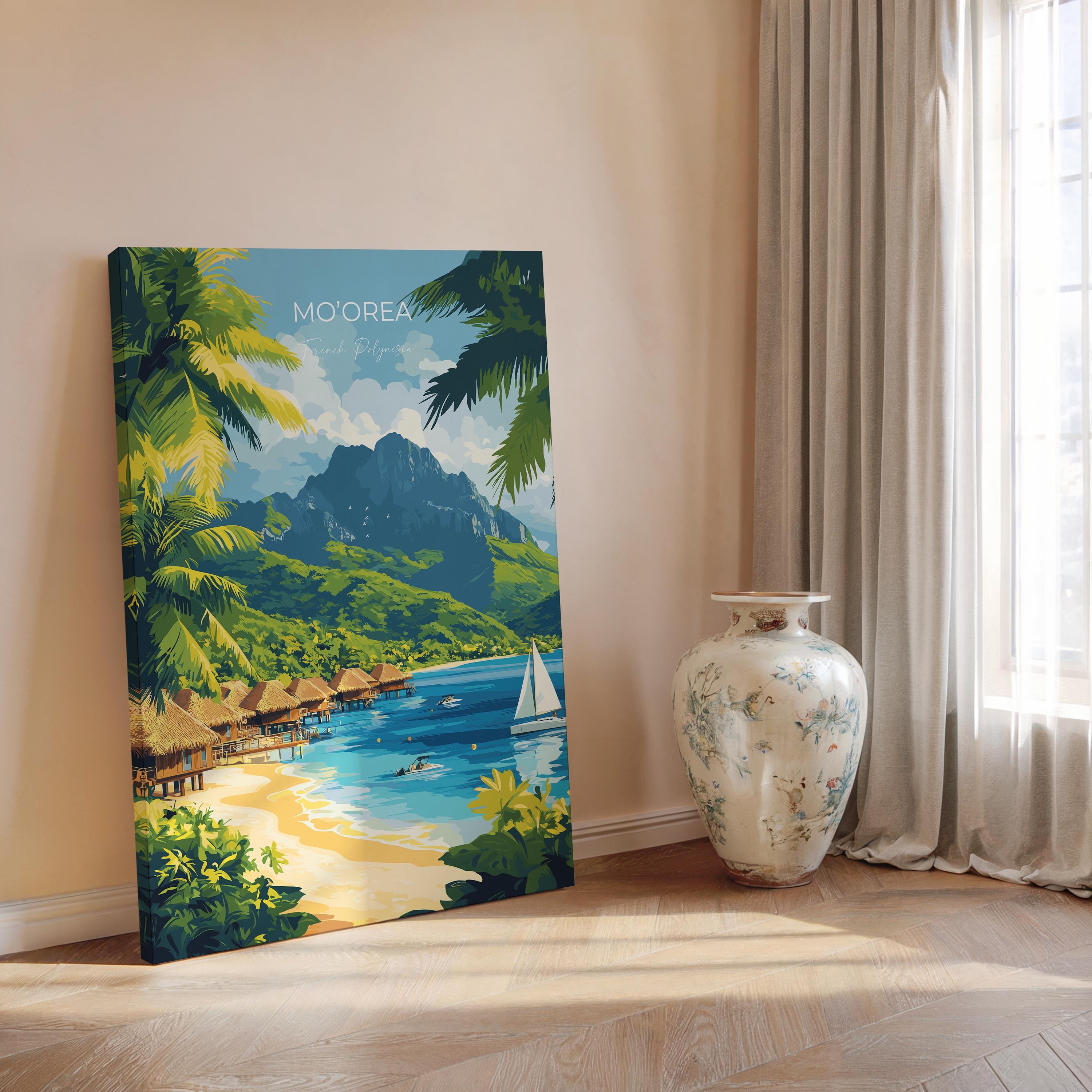 Mo'orea Travel Print Wall Art, Travel Poster of Mo'orea, French Polynesia, South Pacific Islands Art Lovers Gift NQ Media Designs