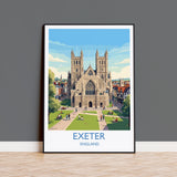 Exeter Cathedral Travel Poster, Exeter Devon Wall Art, Historic England City Print, Gothic Architecture Illustration, UK Decor, Exeter Gift NQ Media Designs