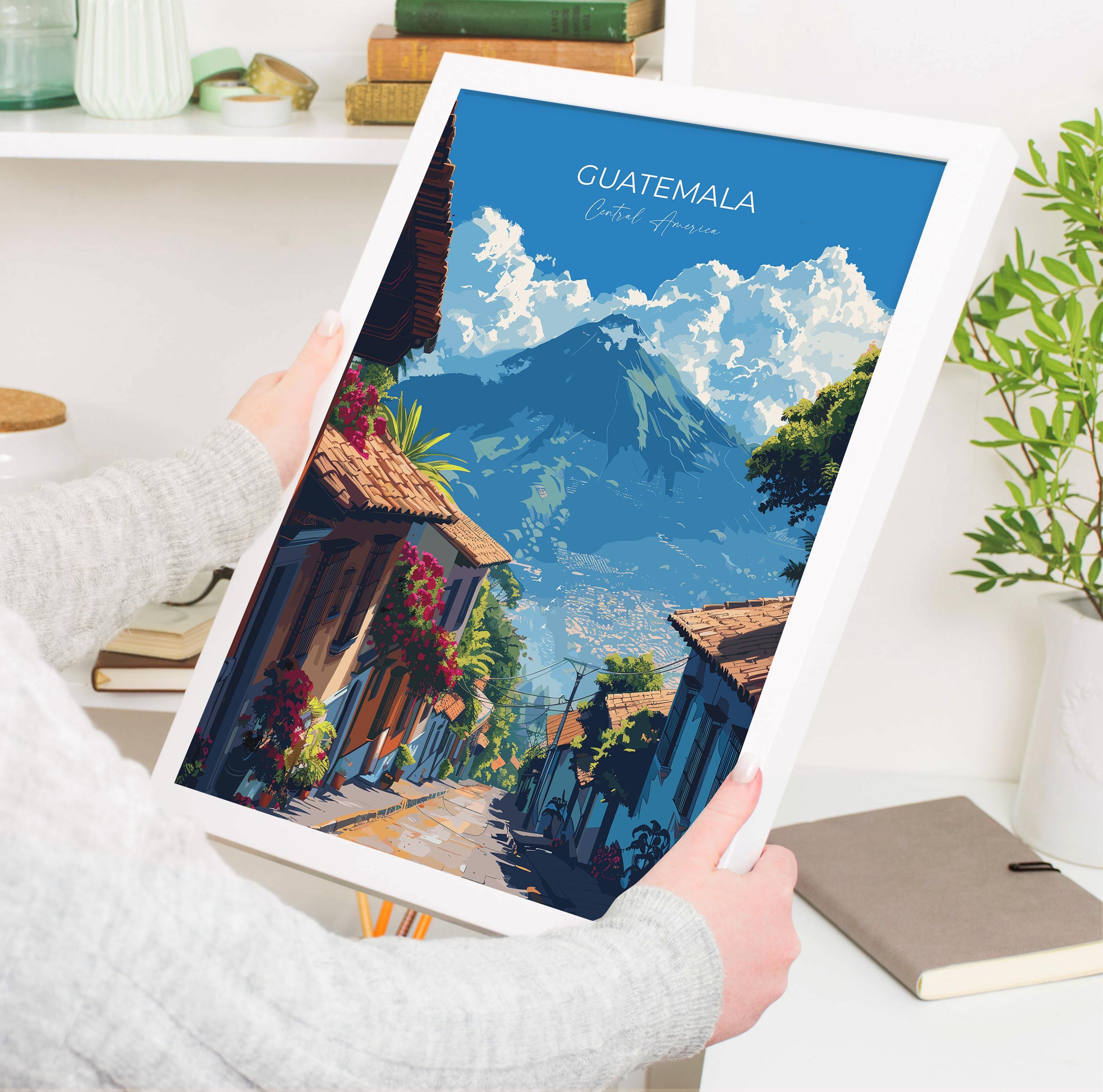 Guatemala Travel Poster, Travel Print of Guatemala, Central America Poster, Guatemala Wall Art Lovers Gift NQ Media Designs