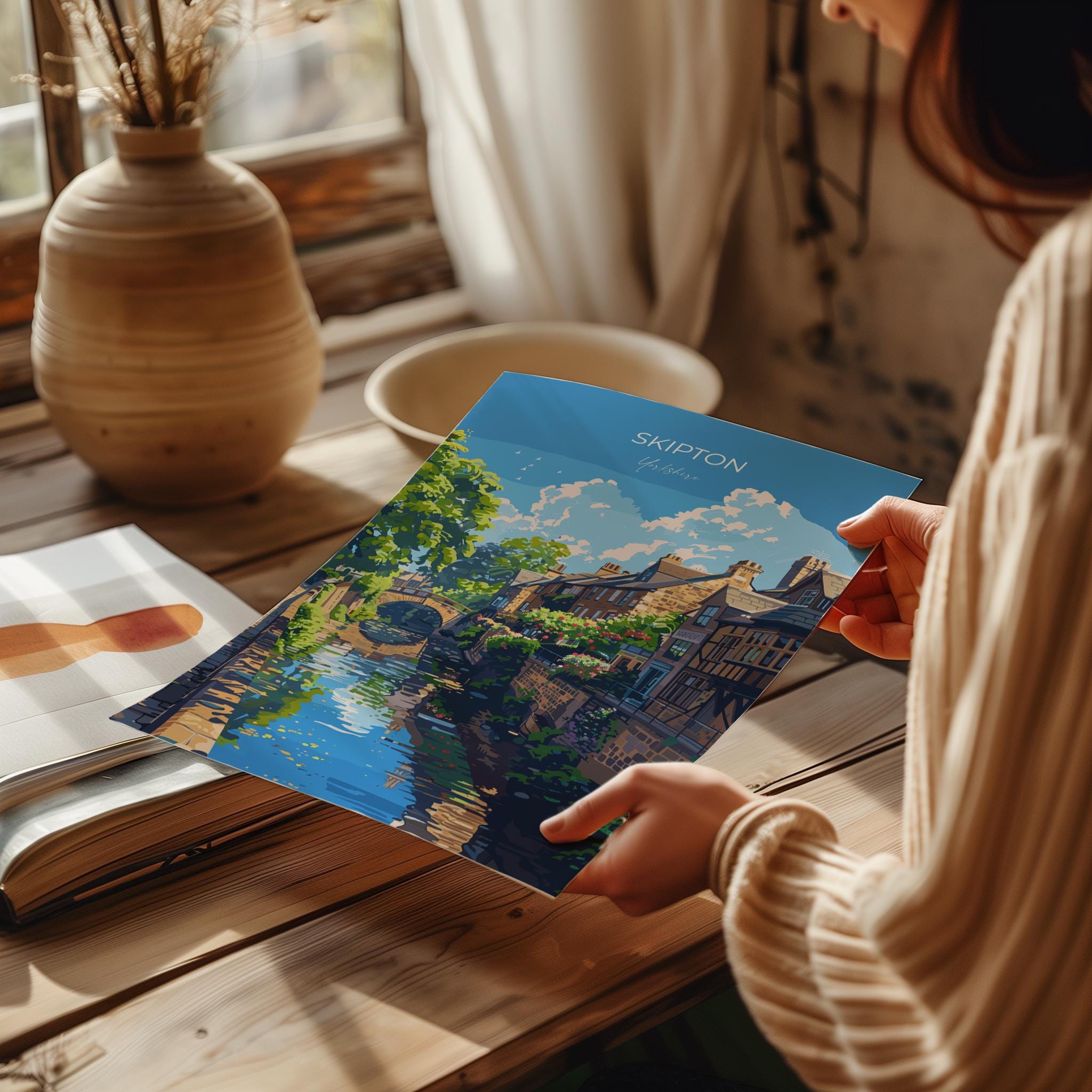 Skipton Travel Poster Wall Art, Travel Print of Skipton, Skipton Art Print, North Yorkshire Wall Print, Yorkshire Art Lovers Gift NQ Media Designs