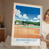 Saundersfoot Travel Poster – Pembrokeshire Coast Art | Welsh Wall Art Print NQ Media Designs