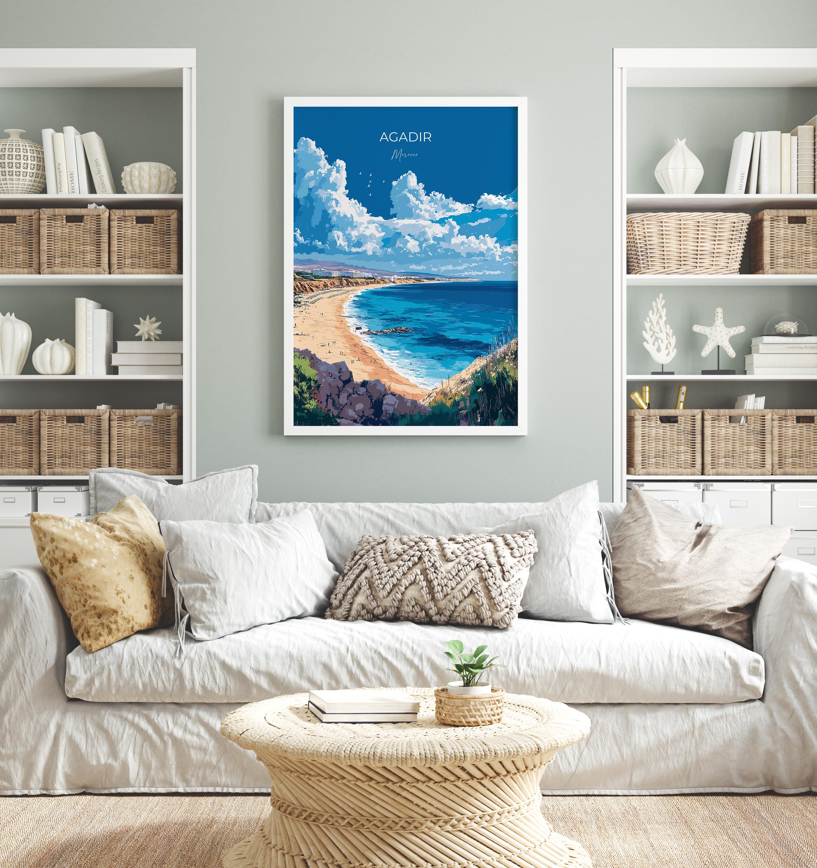 Agadir Travel Poster Wall Art, Travel Print of Agadir, Agadir Art Lovers Gift, Morocco Wall Art NQ Media Designs