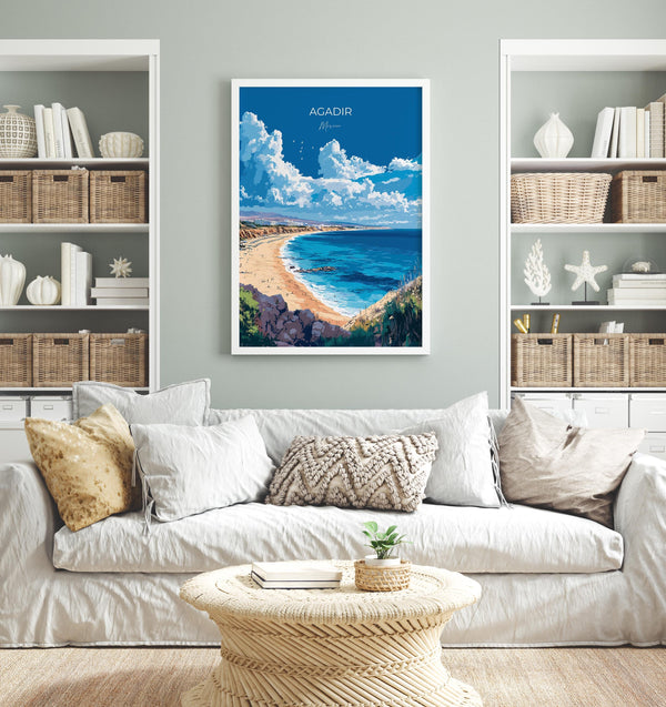 Agadir Travel Poster Wall Art, Travel Print of Agadir, Agadir Art Lovers Gift, Morocco Wall Art