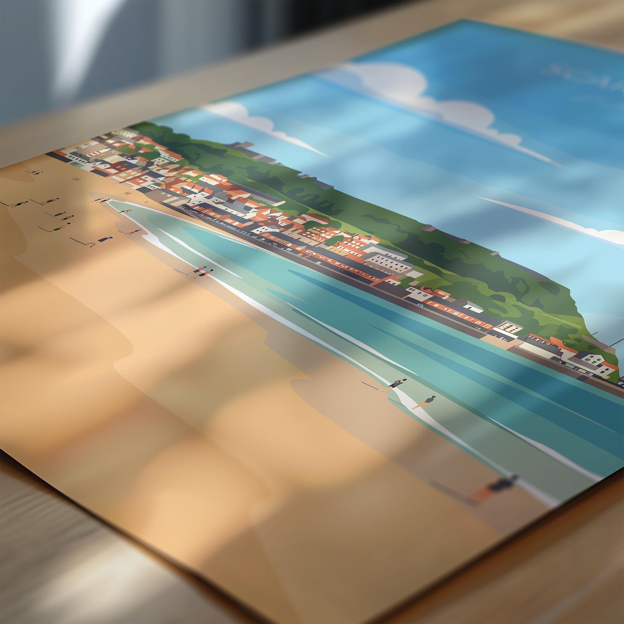 Scarborough Beach Travel Print, Travel Poster of Scarborough, North Yorkshire Gift, England, Scarborough Gift, Wall Art Print NQ Media Designs