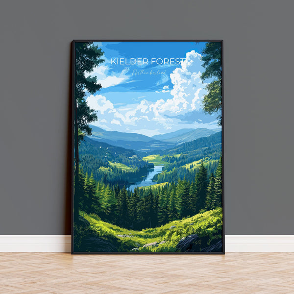 Kielder Forest Travel Print, Travel Poster of Kielder Forest, Kielder Water Reservoir, Kielder Forest Art, Northumberland Gift