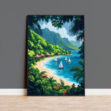 Fiji Travel Print Wall Art, Travel Poster of Fiji, South Pacific Islands Art Lovers Gift NQ Media Designs