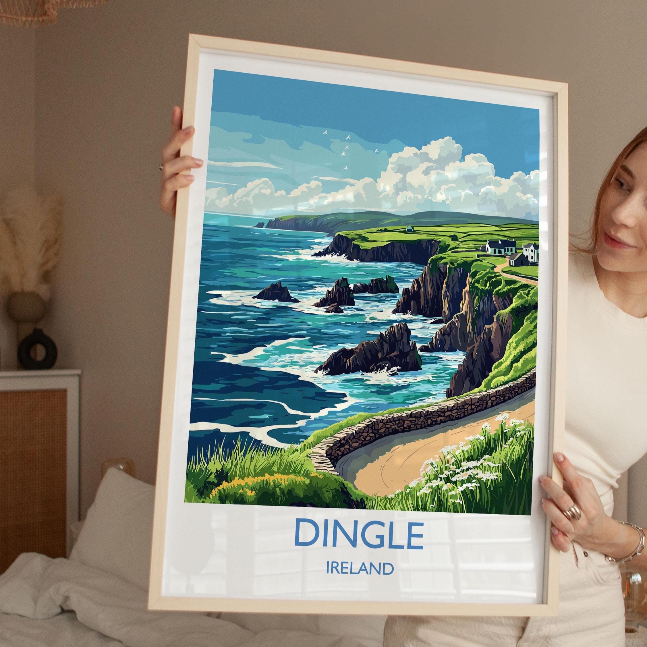 Dingle Poster, Travel Print of Dingle, County Kerry, Ireland Coast, Travel Wall Art Gift NQ Media Designs