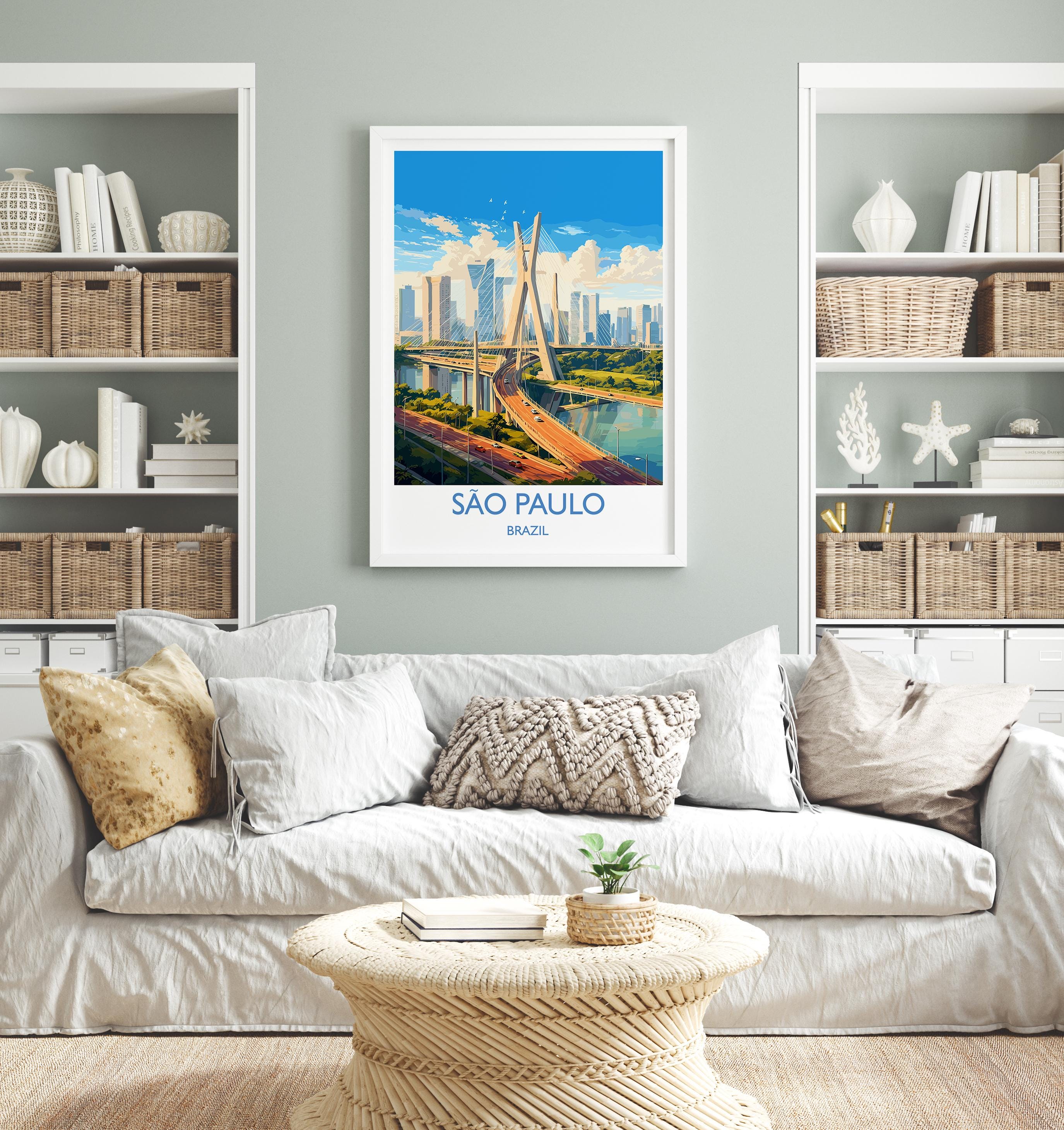 Sao Paulo Travel Print, Travel Poster of Sao Paulo, Brazil City Poster, Sao Paulo Wall Art Lovers Gift, Brazil Art Gift NQ Media Designs