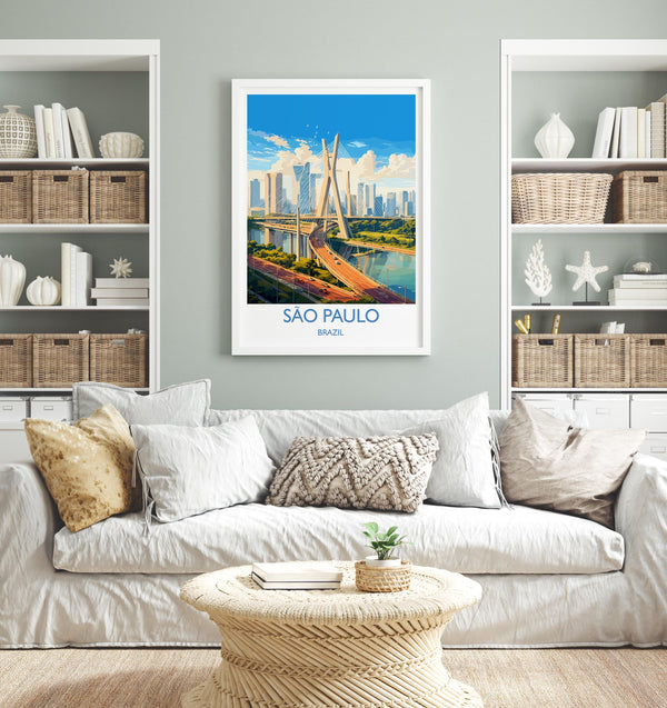 Sao Paulo Travel Print, Travel Poster of Sao Paulo, Brazil City Poster, Sao Paulo Wall Art Lovers Gift, Brazil Art Gift