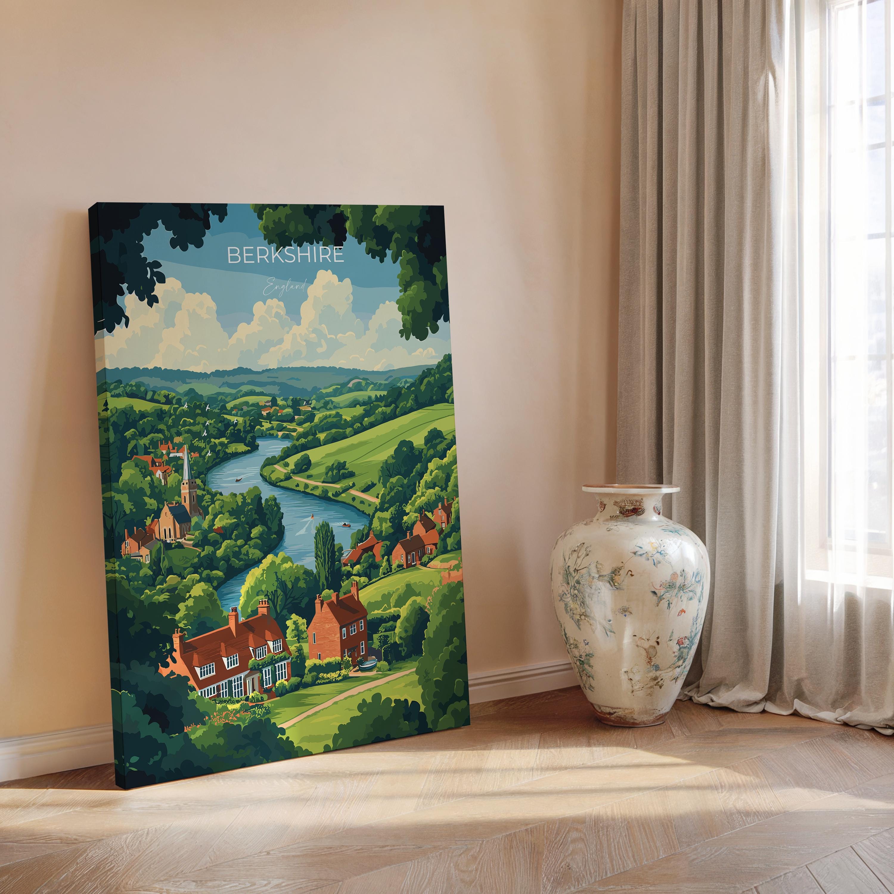 Berkshire Travel Print Wall Art, Berkshire Travel Poster, English Countryside Art Gift, Wall Art Print NQ Media Designs