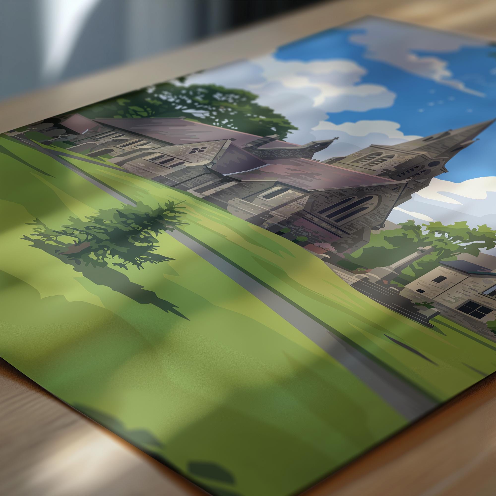 Edale Village, Peak District Travel Poster Wall Art, Travel Print of Peak District, Derbyshire, English Countryside NQ Media Designs